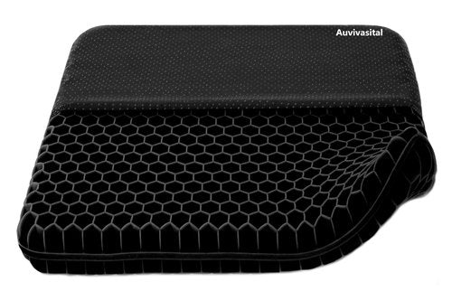 Auvivasital Plus Size Gel Seat Cushion for Long Sitting, Extra Large and Thick, Seat Cushion for Back, Hip, Sciatica, Tailbone Pain Relief, Use for The Office, Wheelchair, Car, Stadium.(Black)