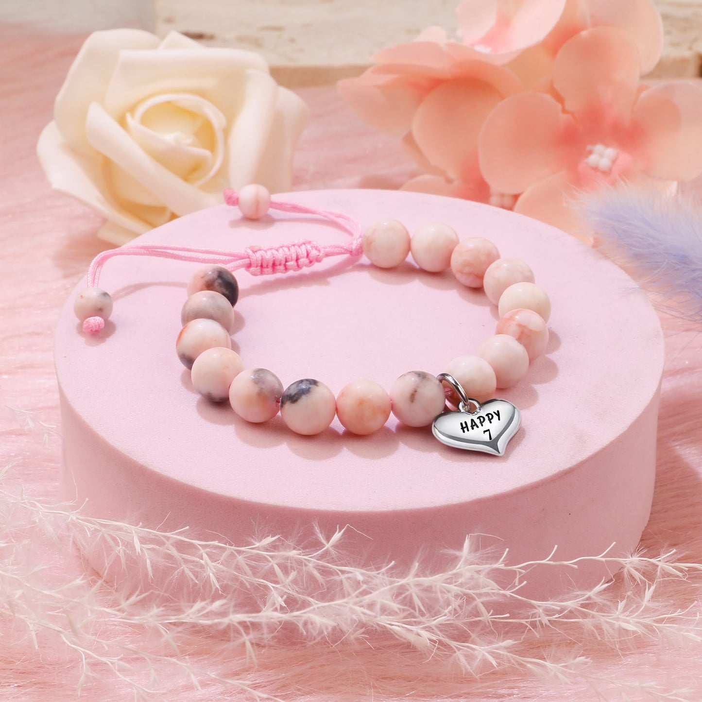 Sereney 7 Year Old Girl Birthday Gifts, Adjustable Beaded Bracelet as 7th/7yr Year Old Girl Birthday Gifts for Seven Daughter Niece Granddaughter Girls