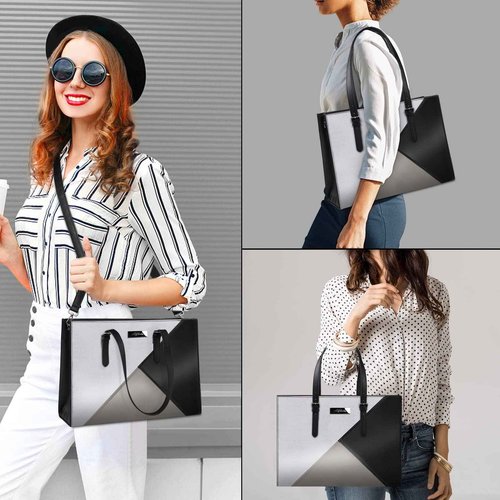 Alfheim Laptop Tote Bag for Women 15.6-16 inch Ladies Shoulder bag with Strap, Travel Business Large PU Leather Briefcase for Office Shopping,Compatible with Macbook Air/Macbook Pro 15.6 inch