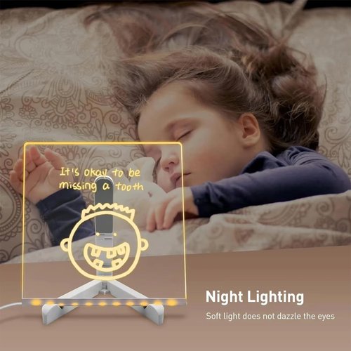 Kivvy Magic Board,Luminous Acrylic Message Board with 7 Color Markers Pen,Clear Drawing Board with Light for Memo/Office/Festival/Gift (20CM X 20CM)