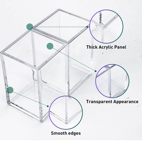 AFOROEOA 10 Pack Clear Acrylic Pen Holder Makeup Brush Holder Desktop Pencil Organizer Acrylic Pencil Cup Stationery Organizer Accessory for School Makeup Desk Office Pen Organizer