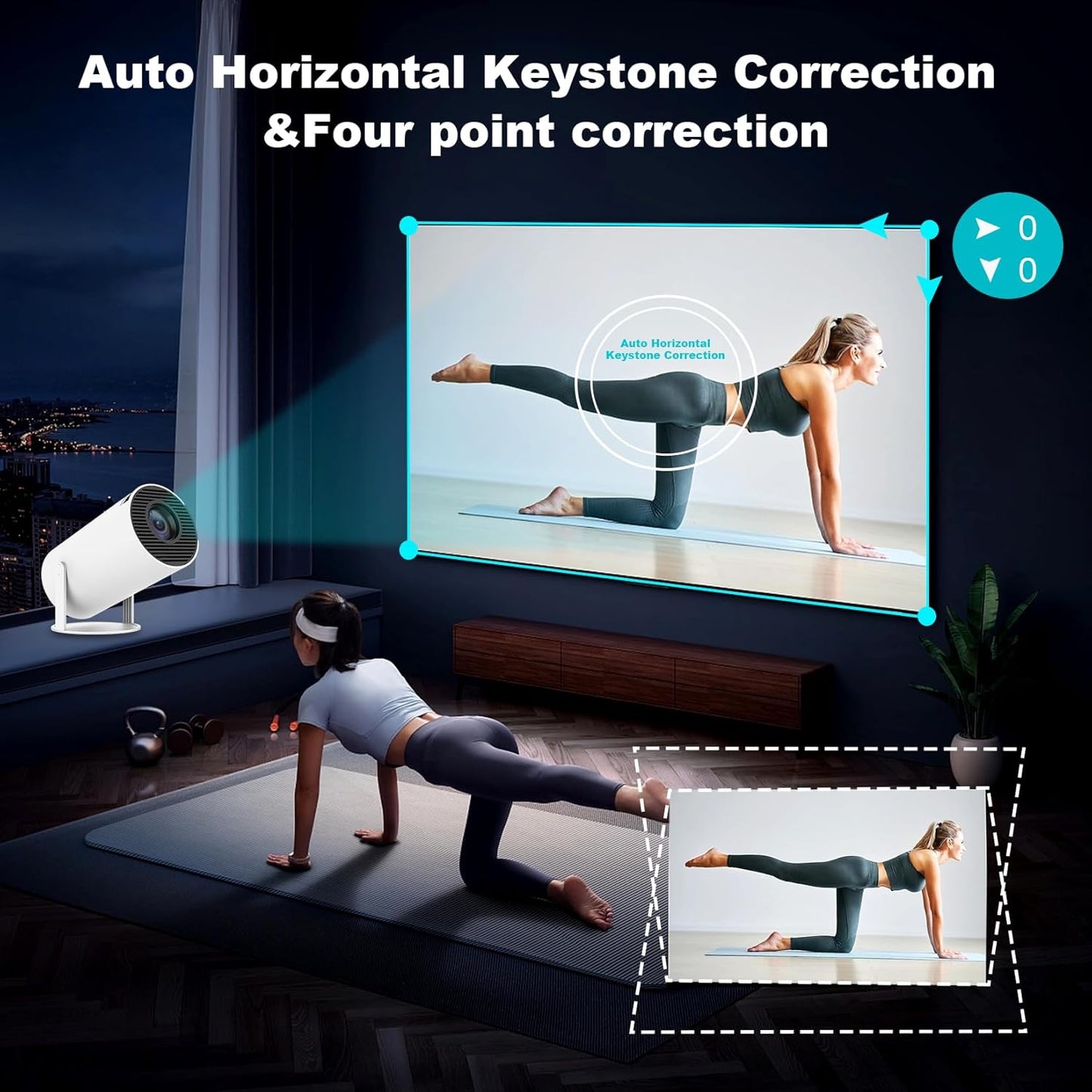 Skiennix Mini Projector - 4K 1080P Portable Design with Dual Band WiFi 6 & Bluetooth 5.2 | 35"-130" Screen