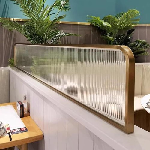 HLHHDFC Countertop Low Fence Divide,Restaurant Decorative Partitions Grille,Dividers for Dining Areas,Office Furniture Partitions,Gold Stainless Steels Frame Tempered Glass Panel(47.24 * 11.8IN)