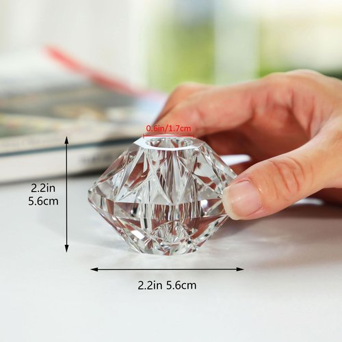 QFkris 2-Packs Crystal Fountain Pen Stand Glass Feather Pen Holder Crystal Pen & Pencil Holder Base for Office Desk Desktop Decoration Toothbrush Stand Gift for Students Teachers(2.2inch)