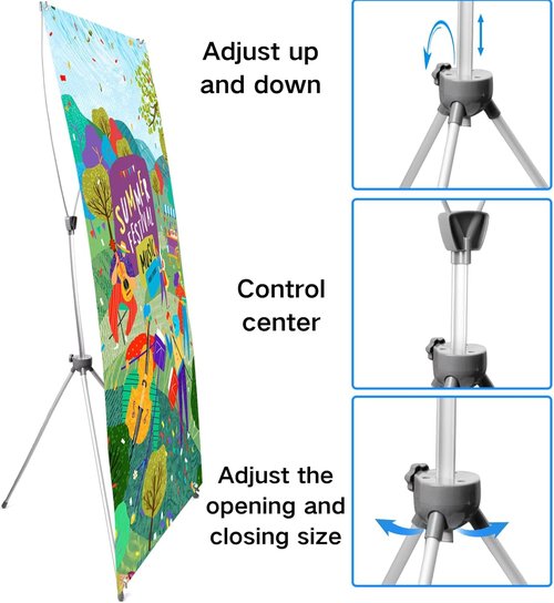 Adjustable X Banner Stand by [Brand Name] - Retractable Display Holder 23x63 to 32x71 Inch | Portable Travel Bag Included