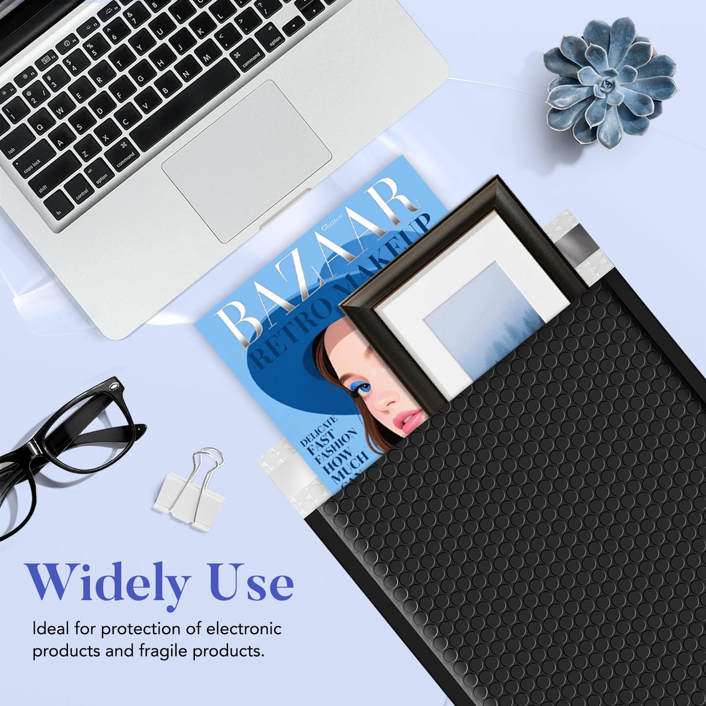 Fuxury Bubble Mailers 9.5x14.5" 25 Pack Black Large Padded Envelopes Usable Size 9.5x13.5" Self Seal Bubble Envelopes Padded Mailers Shipping Bags for Mailing book Shirt Small Business #4