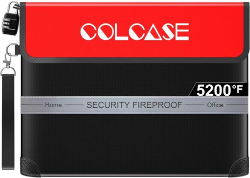 COLCASE Fireproof Document Bag - Heat Insulated & Waterproof Zipper Storage for Valuables | 15 x 11 Inches