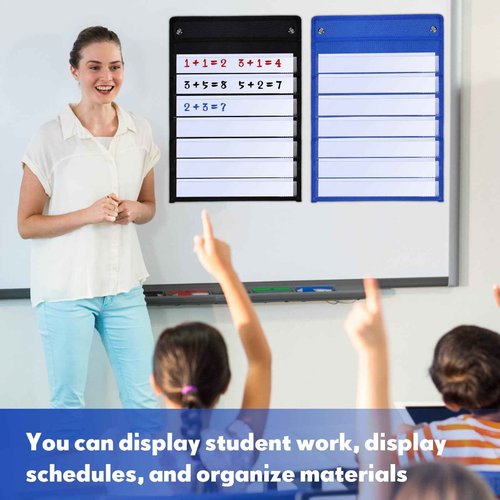 Leinuosen 6 Pcs Magnetic Pocket Chart for Classroom with 60 Dry Erase Cards Toddler Schedule Chart Daily Schedule Pocket Chart Classroom Pocket Chart for Kids Teacher Learning Supplies (Bright Color)