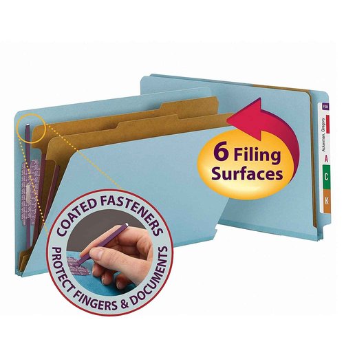 Smead End Tab Classification Folder, Legal, Straight, 2 Dividers, Blue, 10 per Box (29781)