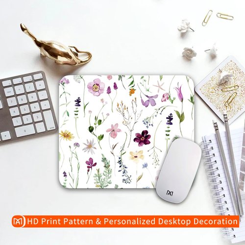 Armanza Square Mouse Pad Beautiful Flowers Plants, Personalized Premium-Textured Custom Mouse Mat Design, Washable Mousepad Cloth, Non-Slip Rubber Base Computer Mouse Pads for Wireless Mouse