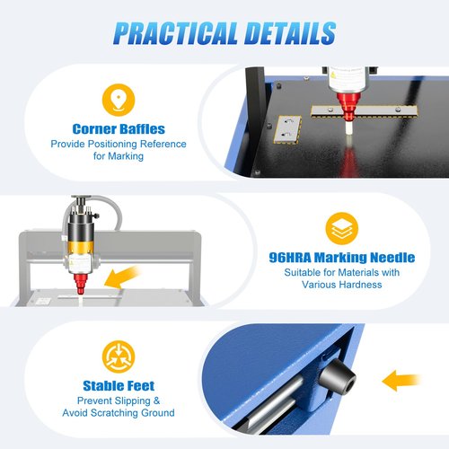 2 in/s Marking Electric Metal Marking Machine 110V 400W 7.9 * 5.9in Dot Peen Metal Engraving Machine Numbers Letter Tag Nameplate Engraver Device with USB Flash Disk for Metal & Steel Signs