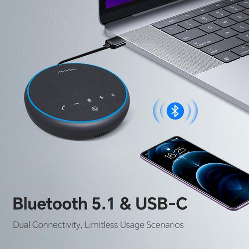 N newline Conference Speaker and Microphone, 360 Voice Pickup, AI Noise Reduction, Dual Connectivity, USB C Conference Room Speaker for Meetings, NewPie