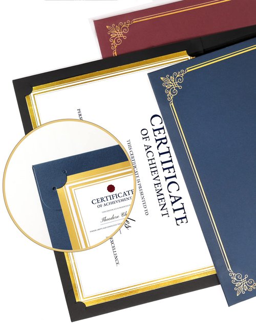 GNL Certificate Holders - 25 Packs Blue Diploma Holders, Certificate Covers with Gold Foil Border, for Letter Size 8.5 x 11 Certificate Paper, Award, Graduation, Documents