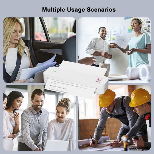 yanxio Portable Printers Wireless for Travel, Portable Printer, Inkless Thermal Printer, Support A4/8.5 x 11'' Thermal Paper for Office, Travel, Home, Support iOS, Android, Windows (White)