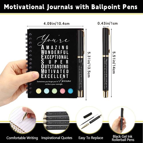 Jetec 25 Sets Team Employee Appreciation Gifts Bulk Office Inspirational Team Together Spiral Notebooks with Ballpoint Pens Thank You Gifts for Vet Tech Medical Assistant Coworker (Black,You Are)