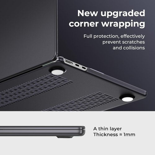 EooCoo MacBook Air 15-Inch Case - Durable Hard Shell with Keyboard Cover & Screen Protector | Matte Black