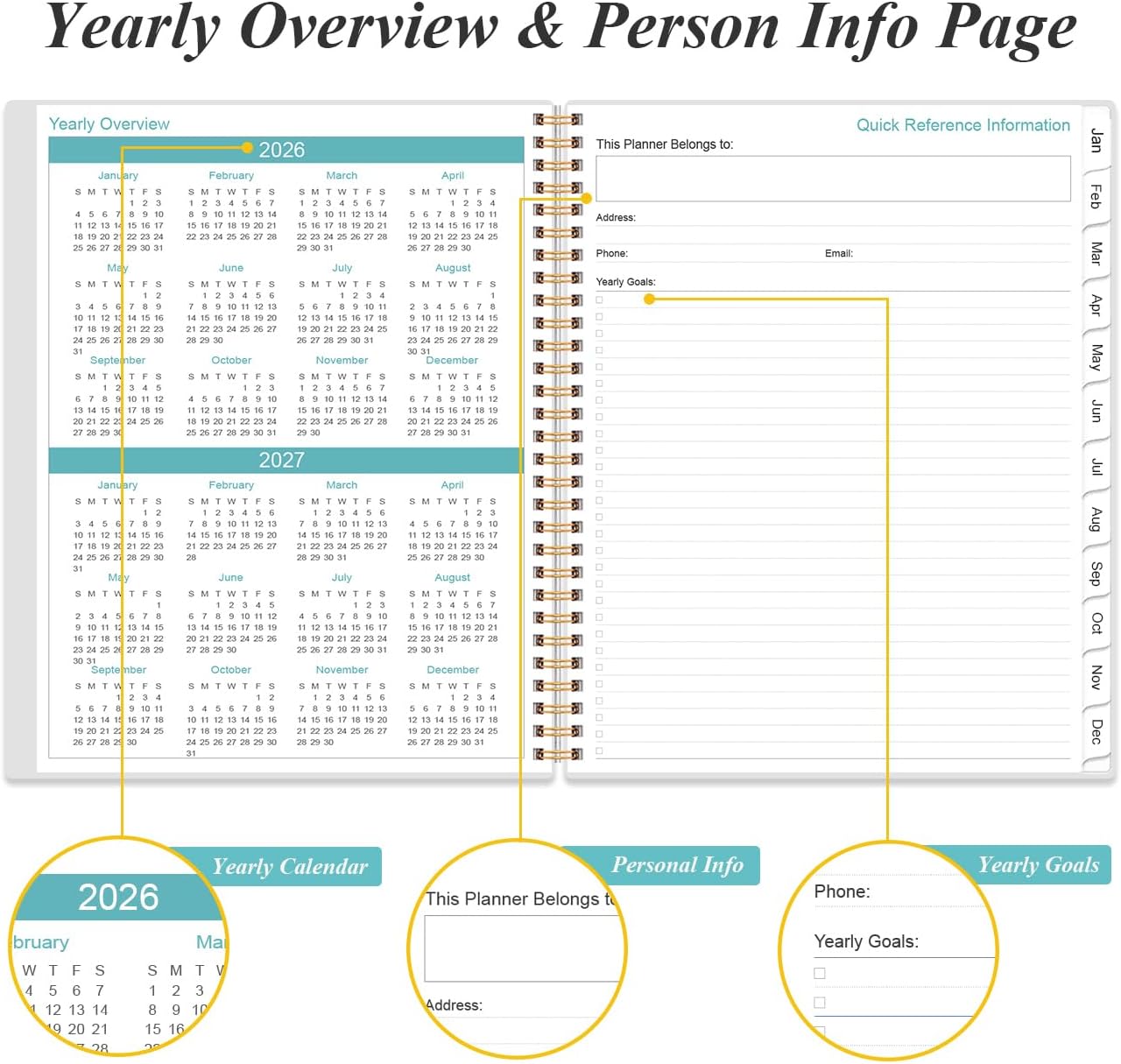 2026-2027 Monthly Planner | 18-Month Calendar with Tabs, 9" x 11", Strong Twin-Wire Binding, Black