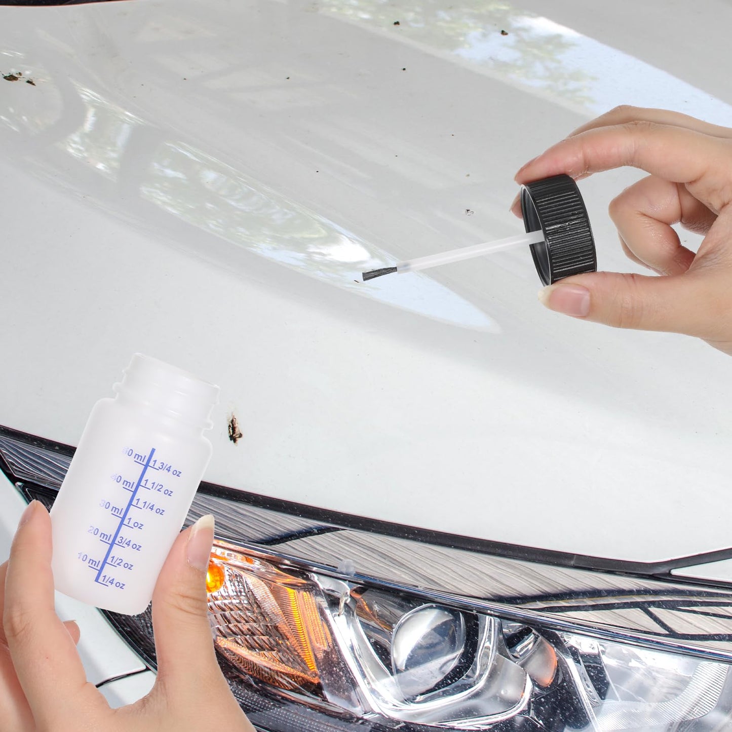 6 Pcs Paint Touch Up Bottles with Safety Lids, 1 Oz & 2 Oz Leftover Paint Storage Can with Mixing Ball, Brush Vehicle Paints Chip Repair Applicator for Fixing Car Scratches, Damage