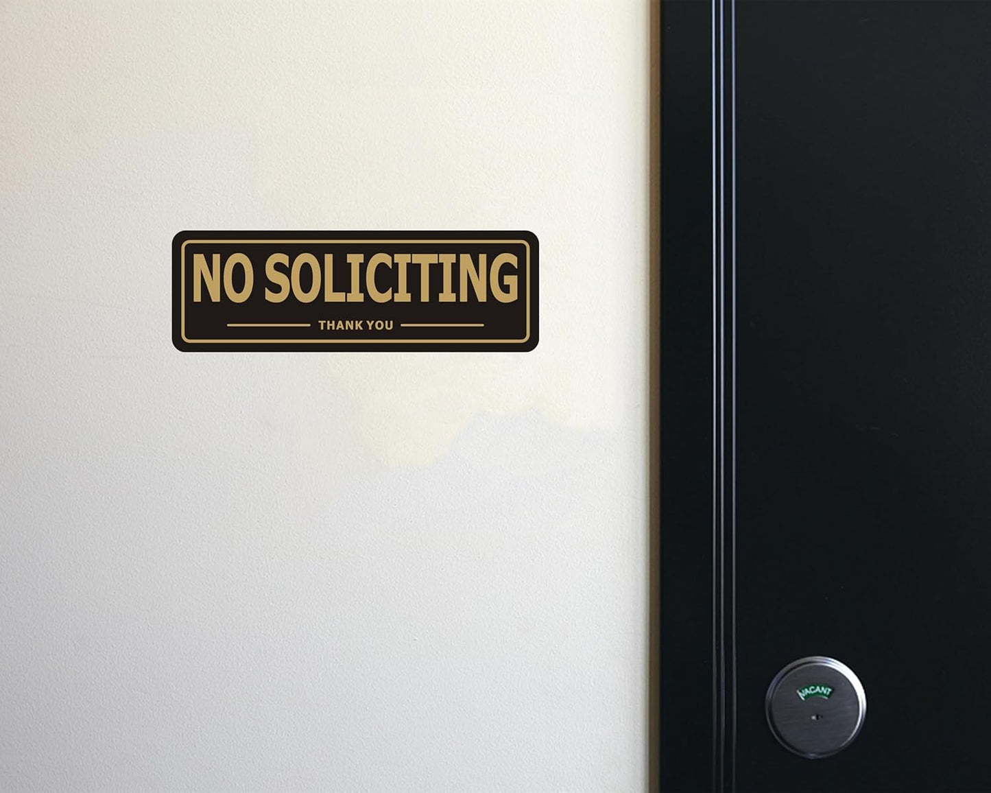 Skiennix No Soliciting Sign - Durable Aluminum Metal | Self-Adhesive 2-Pack for Home & Office