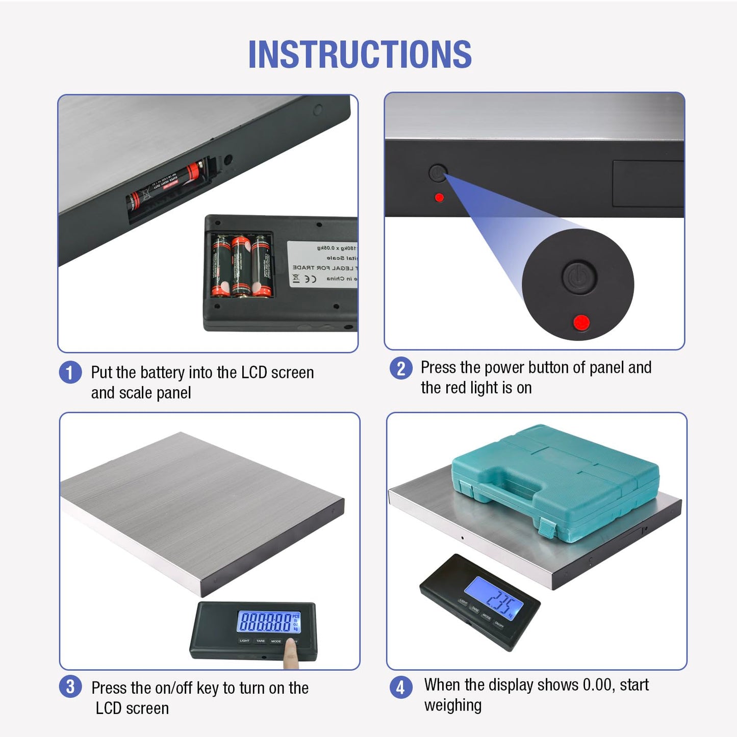 Shipping Postal Scale with Durable Stainless Steel Large Platform, 400lb High Accuracy, Backlit LED Display,Post Office Postal Scale and Luggage Scale, DC Adapter Included(No Coil)