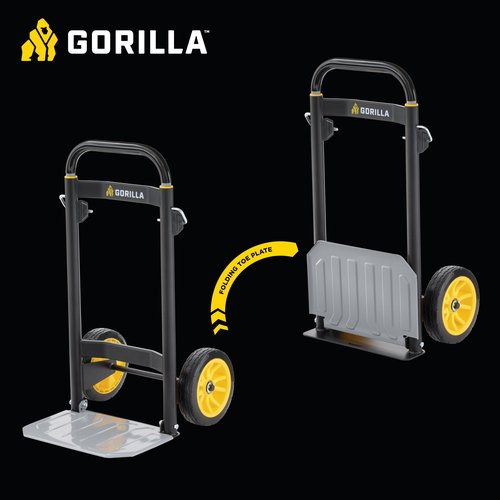 Gorilla 800 lb Capacity Aluminum Hand Truck, Wide Load Toe Plate, Premium Flat-Free Wheels, Wide Grip Handle, Heavy-Duty Silver Hand Truck