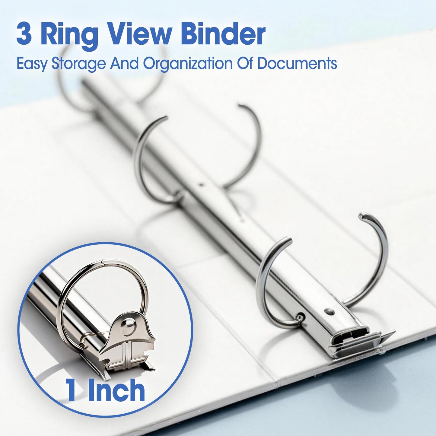 12 Pack 3 Ring Binder, 1 Inch Binders 3 Ring with 2 Pockets, Round Rings Holds 175 Sheets Fits 11" x 8.5" US Letter Size, School, Office Supplies, White