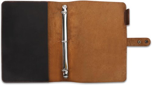 Premium Leather 3-Ring Binder Portfolio - 8.5x11 Inch Organizer Folder for Men & Women (Brown)