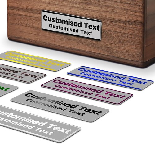 Engraved Custom Name Plate - Personalized Stainless Steel Memorial Plaque | Adhesive Backing for Trophy, Pet Urn, Picture Frame