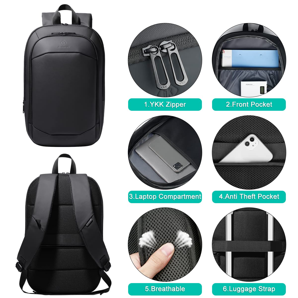 Business Backpack for Men 17 Inch,Slim & Expandable Waterproof Travel Laptop Backpack with USB Charger Port,Anti-Theft Lightweight Large Work Computer Bag,College Laptop Backpacks Gifts for Men Women
