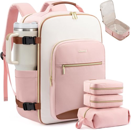 LOVEVOOK Large Travel Backpack - 40L Waterproof Carry-On for Airplanes | Fits 17" Laptop & Includes 3 Packing Cubes