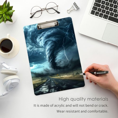 Hezely Tornado A4 Acrylic Clipboard 9" x 12.5", Letter Size for Students, Teacher, Woman and Kids, Decorative Clipboard