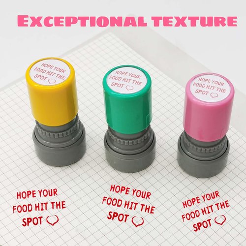 3 PCS Hope Your Food Hit The Spot Stamp, Server Stamps for Checks Self Ink Stamp for Service Work (Red Ink)