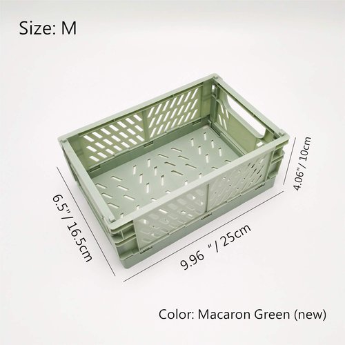 Fairstar Plastic Collapsible Crate Folding Storage Basket For Shelves , Stackable Container Organizing Bins For Storage For Home Office Kitchen Bathroom Grocery (Macaron Mix, M: 9.96*6.5*4.06in(3pcs)
