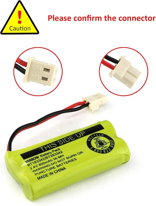 BT183342 | 2.4V 800mAh Ni-MH Battery Pack for AT&T VTech Cordless Phones - Pack of 2