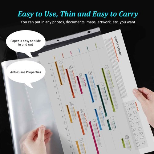 Glenmal 400 Pack Sheet Protectors 11 x 17 Inch 3 Hole Clear Heavy Duty Page Protectors for 3 Ring Binder, Plastic Sleeves for Binders