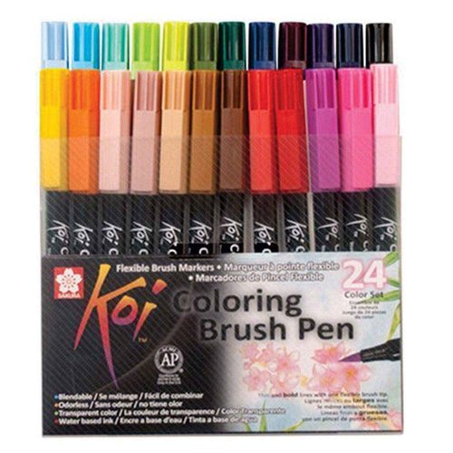 SAKURA MARKER BRUSH ARTISTICO KOI COLORING BRUSH - CONJ 24 COLORS - PROFESSIONAL USE