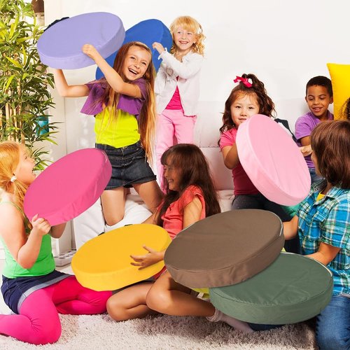 Morimoe Round Flexible Floor Cushion with Handle, 600D Waterproof Oxford Fabric Floor Seating for Home, Daycare, Preschool, Classroom and Meditation (10)