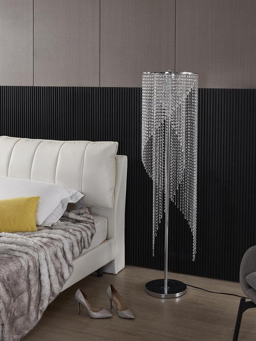 Surpars House Crystal Floor Lamp, Elegant Rain Lamp, Modern Lava Lamp for Living Room, Bedroom, Girls Room, Silver Chrome
