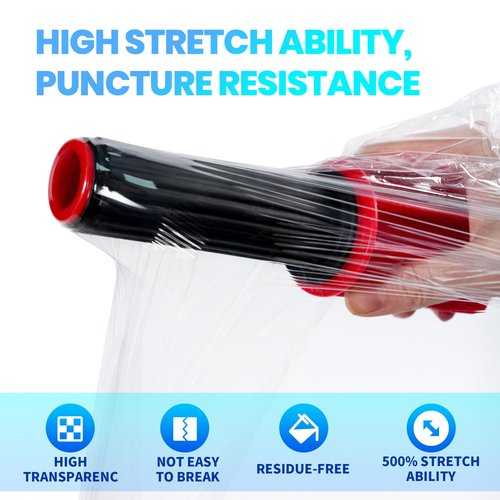 TAPEBEAR Stretch Wrap Film 15" x 760Ft Shrink Wrap Roll, Industrial Strength Clear Plastic Wrap Heavy Duty Self-Adhering Cling Wrap for Furniture Moving, Luggage Packing, Pallet Wrap, 60 Gauge, 4Rolls