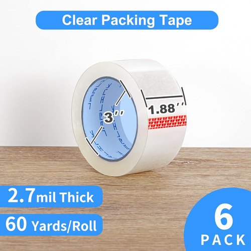 JARLINK Heavy Duty Clear Packing Tape - 6 Rolls, 2.7mil Thick, 1.88" Wide, 360 Yards Total for Shipping & Moving