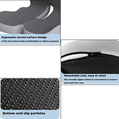 Memory Foam Office Chair Cushion, L-Shaped Integrated Seat Cushions, Butt Pillow with Back Support, Ergonomic Cushions with Lumbar Support, Relieve Coccyx Pain (Black Gray)