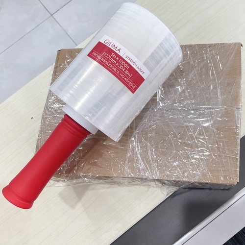 QILIMA Mini Clear Industrial Stretch Wrap Film, 80 Gauge Thick Cling Plastic Wrap for Moving, Pallet Wrap - Self Adhering Packaging Heavy Duty Shrink Film, 5" x 1000ft 4 Pack with Handle