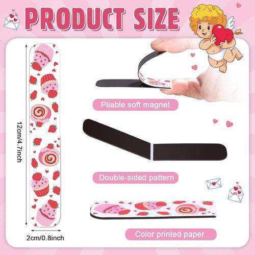 Honoson 48-Piece Valentine’s Day Magnetic Bookmark Set | Fun Page Markers & Clips for Kids, 24 Unique Designs