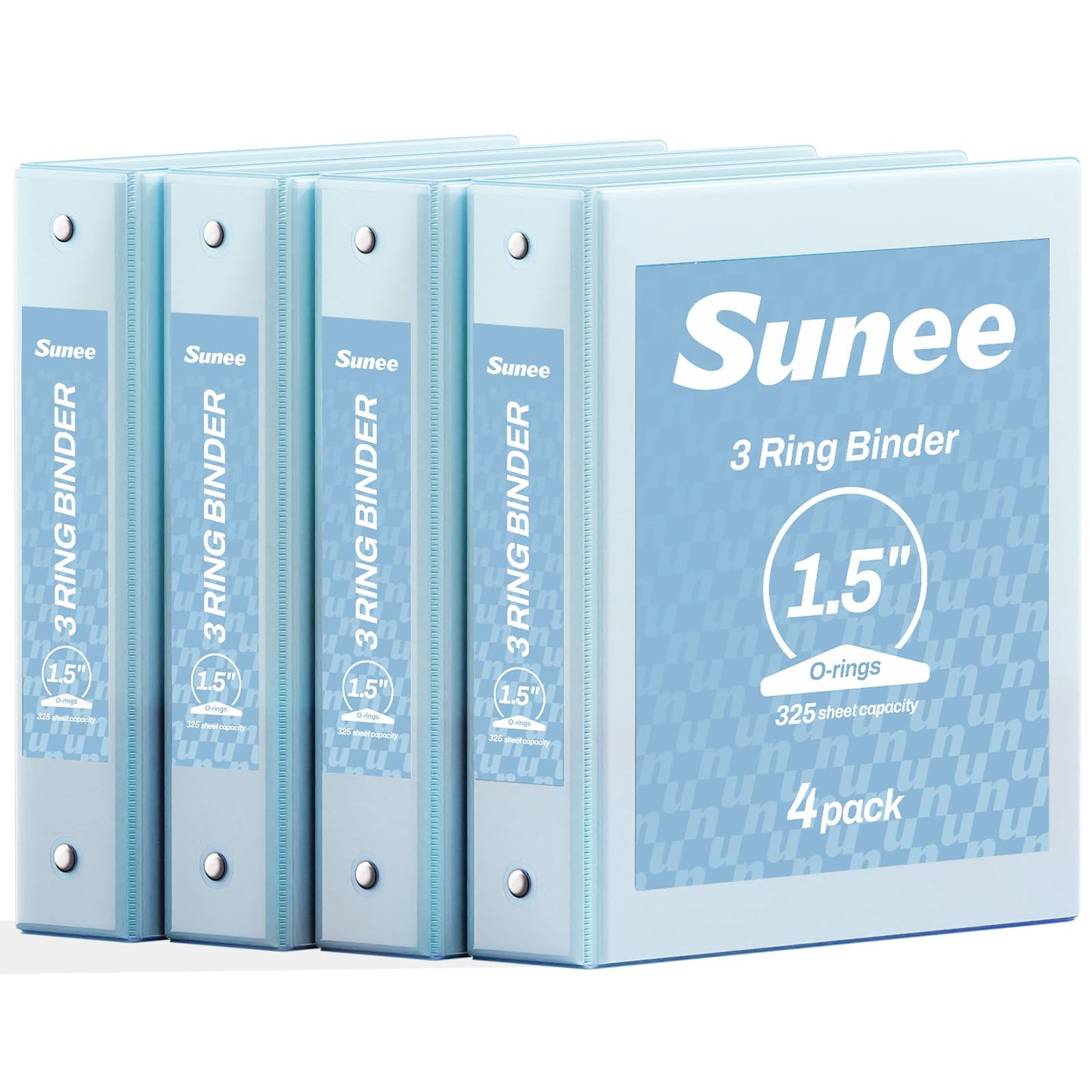 SUNEE 1.5 Inch Binders 3 Ring 4 Pack, Clear View 1 1/2 Inch Binders Three Ring PVC-Free (Fit 8.5x11 Inches) for School or Office Supplies, Blue