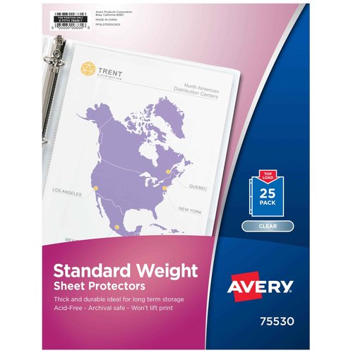 Avery Clear Standard Weight Sheet Protectors, 8.5" x 11", Top Load, 500 Total Page Protectors (75530)