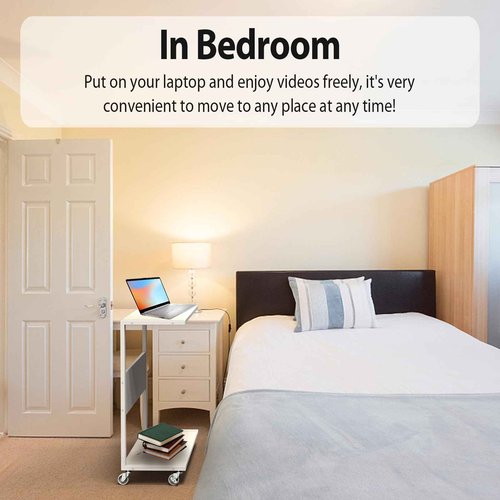 360Tronics Computer Tower Stand, Upgrade 2-Tier Extra Large Gaming ATX-Case Storage CPU Holder Cart with Rolling Wheels, Mobile PC Standing Table for Home and Office, White