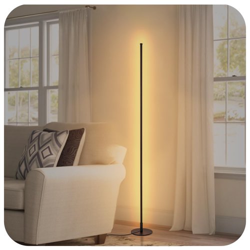 38°GARDEN Modern Floor Lamps for Living Room, 56" LED Black Corner Lights with Remote, Dimmable, Floor Standing Lamp for Bedroom Home Office