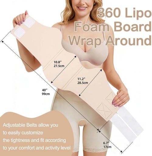 Lipo Foam 360 - Ab Board for Post-Surgery Liposuction | Compression Belly Wrap for Recovery