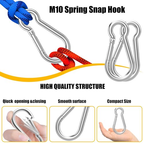 EPHECH Heavy Duty Spring Snap Hook - 20PCS Galvanized Steel Carabiner Clips | 500LBS Capacity for Outdoor Use