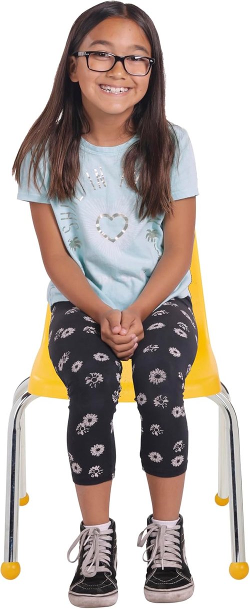FDP 14" School Stack Chair - Stacking Student Seat with Chromed Steel Legs | Yellow (6-Pack)